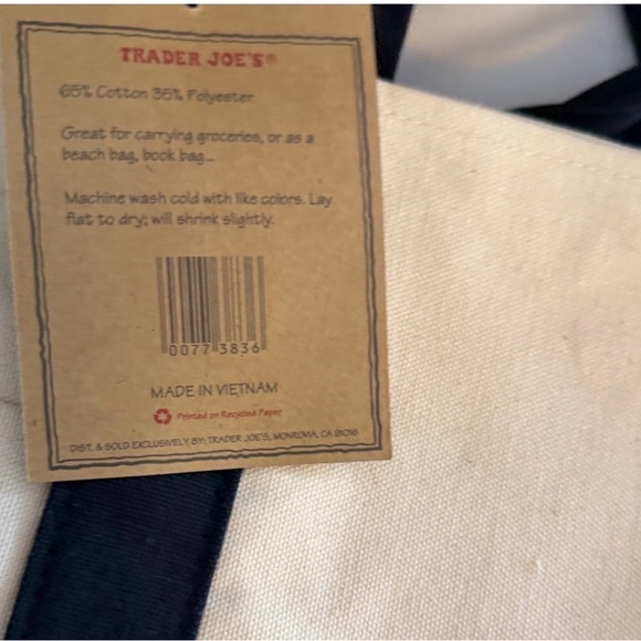 NWT Set of 6 Blue and White Trader Joe’s Large Canvas Totes - Picture 4 of 5